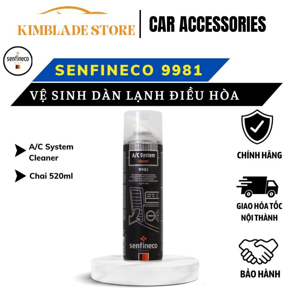 Vệ Sinh Và Làm Sạch Dàn Lạnh Điều Hòa SENFINECO 9981 nhập khẩu Đức 520ml - CHÍNH HÃNG - KIMBLADE phâ