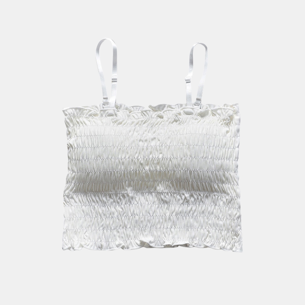 Áo hai dây quây sẵn mút mặc 2 kiểu nhún bèo co dãn thời trang - Umibra AB12