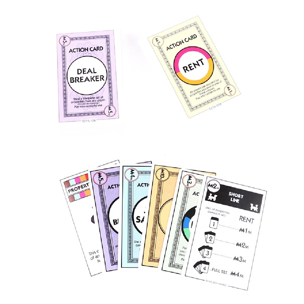 Trò chơi thẻ bài Monopoly Deal, cờ tỷ phú phiên bản nhỏ gọn dành cho gia đình và bạn bè