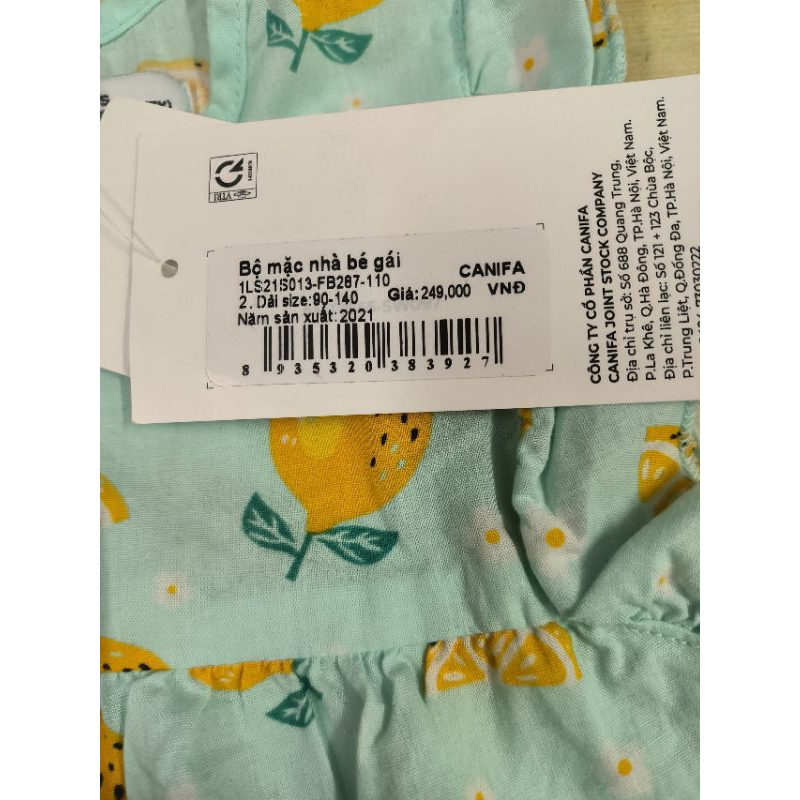 Bộ thô cotton mặc nhà bé gái Canifa