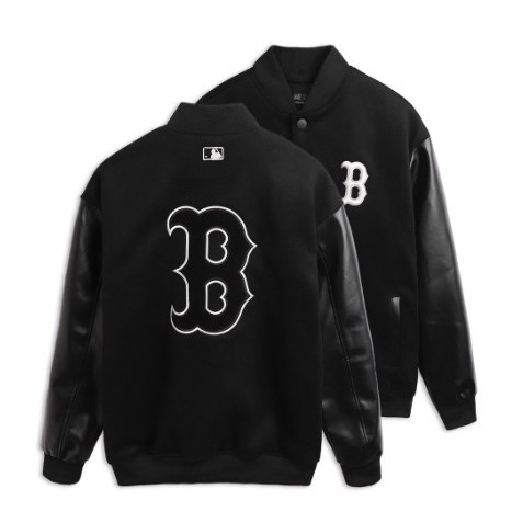 Áo varsity jacket MLB NY-B Chất Dạ Dày Dặn Phối Tay Da Cao Cấp-Áo Bomber NY Form Chuẩn Nam Nữ