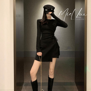 Váy đầm body đen nữ dài tay Miel Fashion , đầm nữ dáng chữ A bigsize thu đông V231015