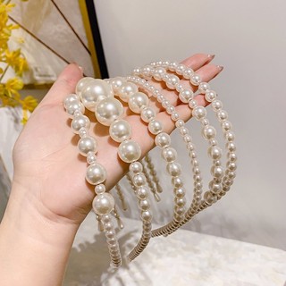 Phụ kiện tóc cài tóc đính hạt cườm màu kem nhiều kích thước xinh xắn