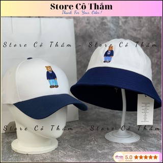 Cặp nón lưỡi trai - Mũ bucket thêu GẤU hottrend siêu cute thời trang đơn giản nam nữ - STORE CÔ THẮM