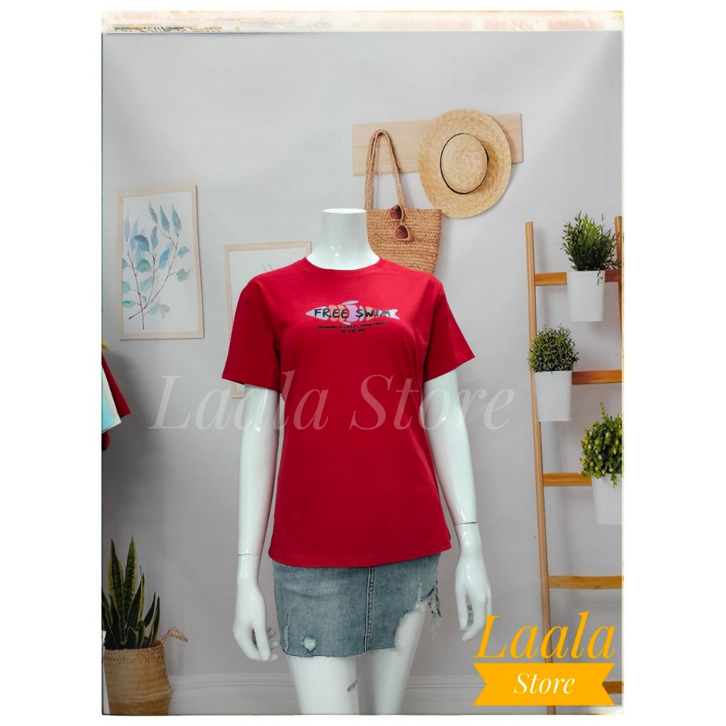 Áo thun nữ cổ tròn form UNISEX in hình cá kute T091