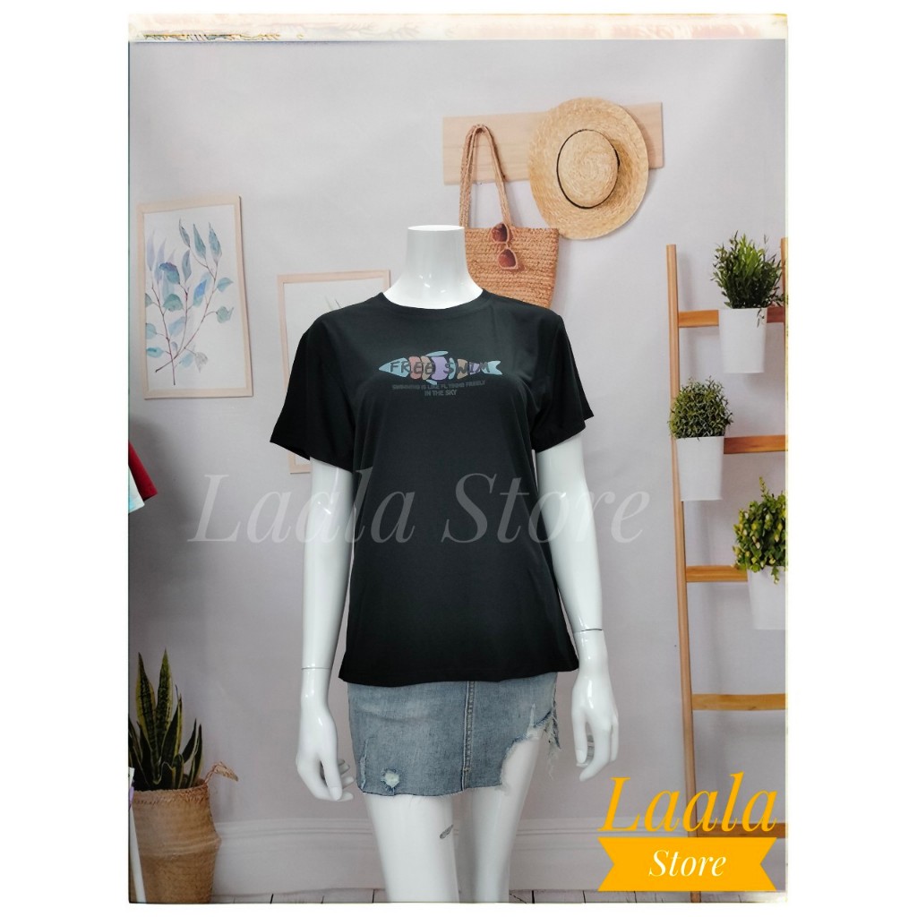 Áo thun nữ cổ tròn form UNISEX in hình cá kute T091