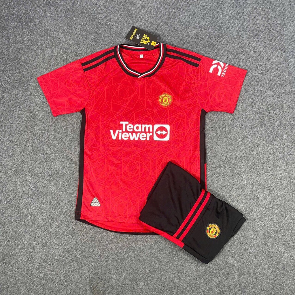 Bộ quần áo thể thao bóng đá trẻ em MU mùa giải mới 2023 2024 vải mè cho bé trai, bé gái - áo đá banh - thoáng khí