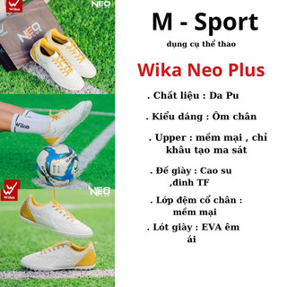 Giày đá bóng chính hãng sân cỏ nhân tạo Wika Neo Plus , khâu full đế và tặng kèm tất dệt kim.