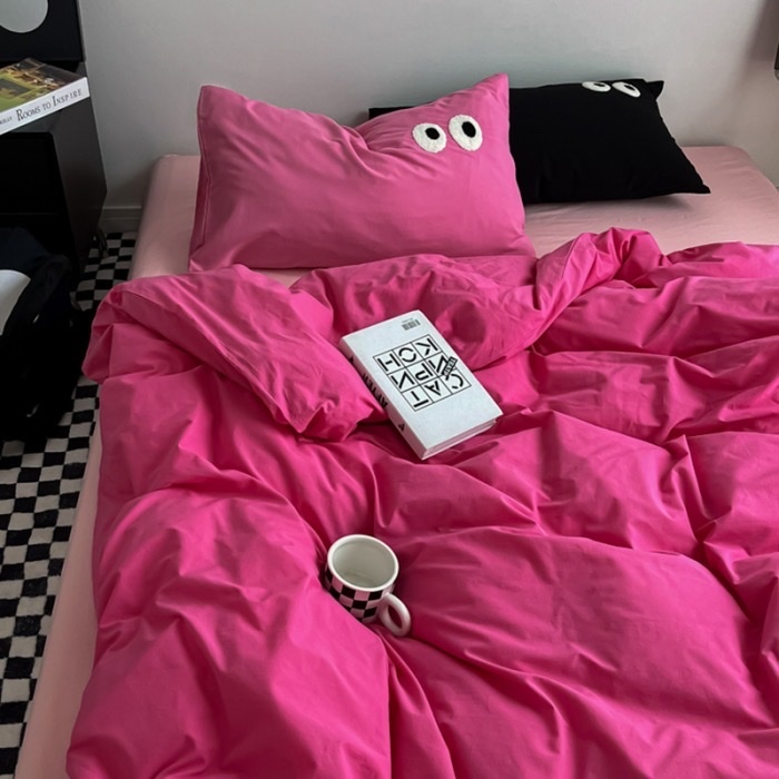 🌟 TICI Đũi | Bộ Chăn Ga Gối 4 Món - Kết Hợp Tinh Tế Cotton Đũi và Hình Thêu Đôi Mắt 🌟