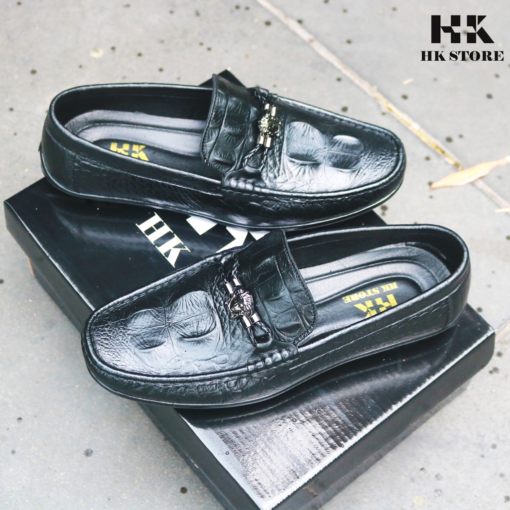 Giày mọi nam da bò dập vân cá sấu thòi trang đẹp mắt , dễ dàng phối đồ , đi lại êm chân mềm mại