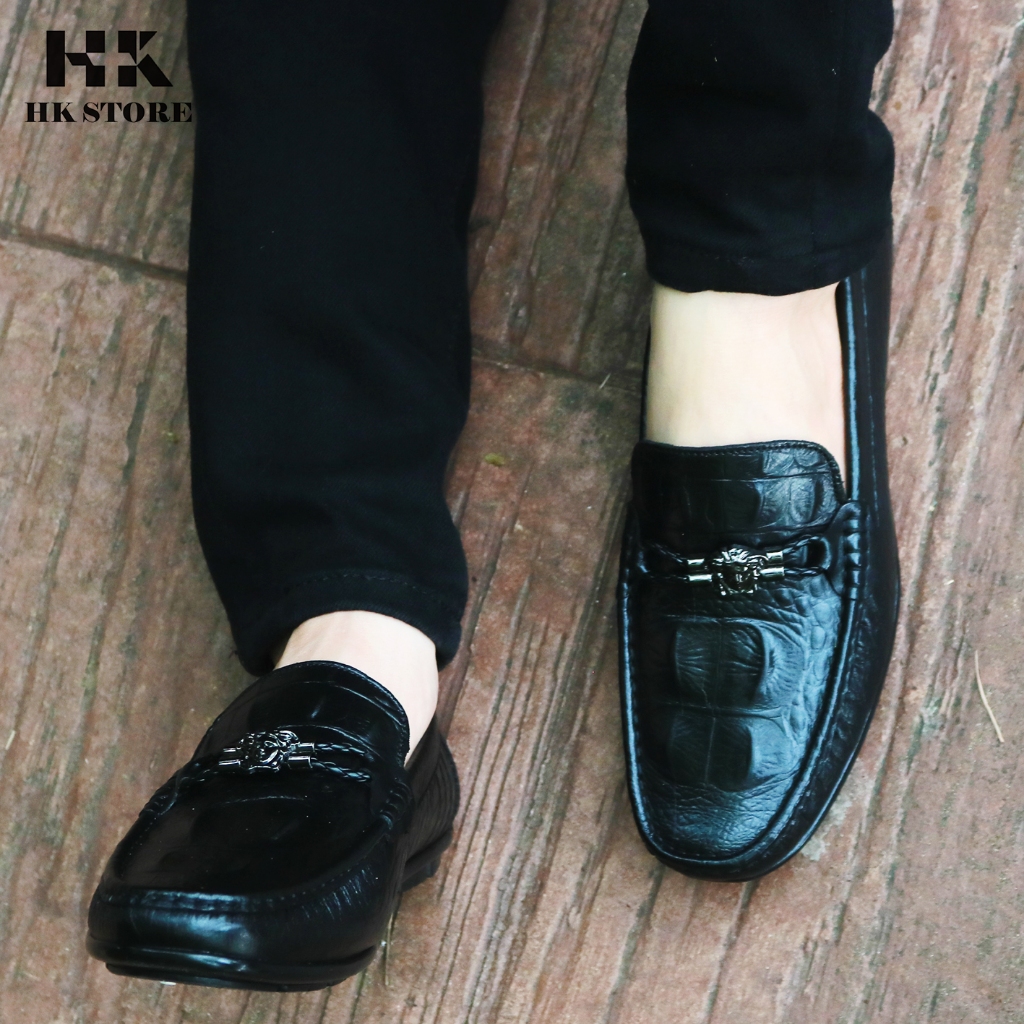 Giày mọi nam da bò dập vân cá sấu thòi trang đẹp mắt , dễ dàng phối đồ , đi lại êm chân mềm mại