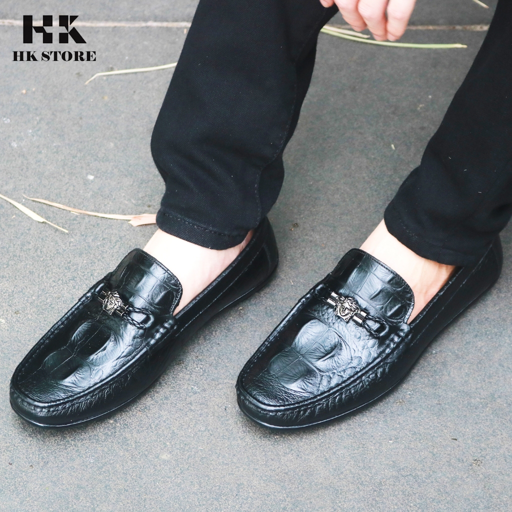 Giày mọi nam da bò dập vân cá sấu thòi trang đẹp mắt , dễ dàng phối đồ , đi lại êm chân mềm mại