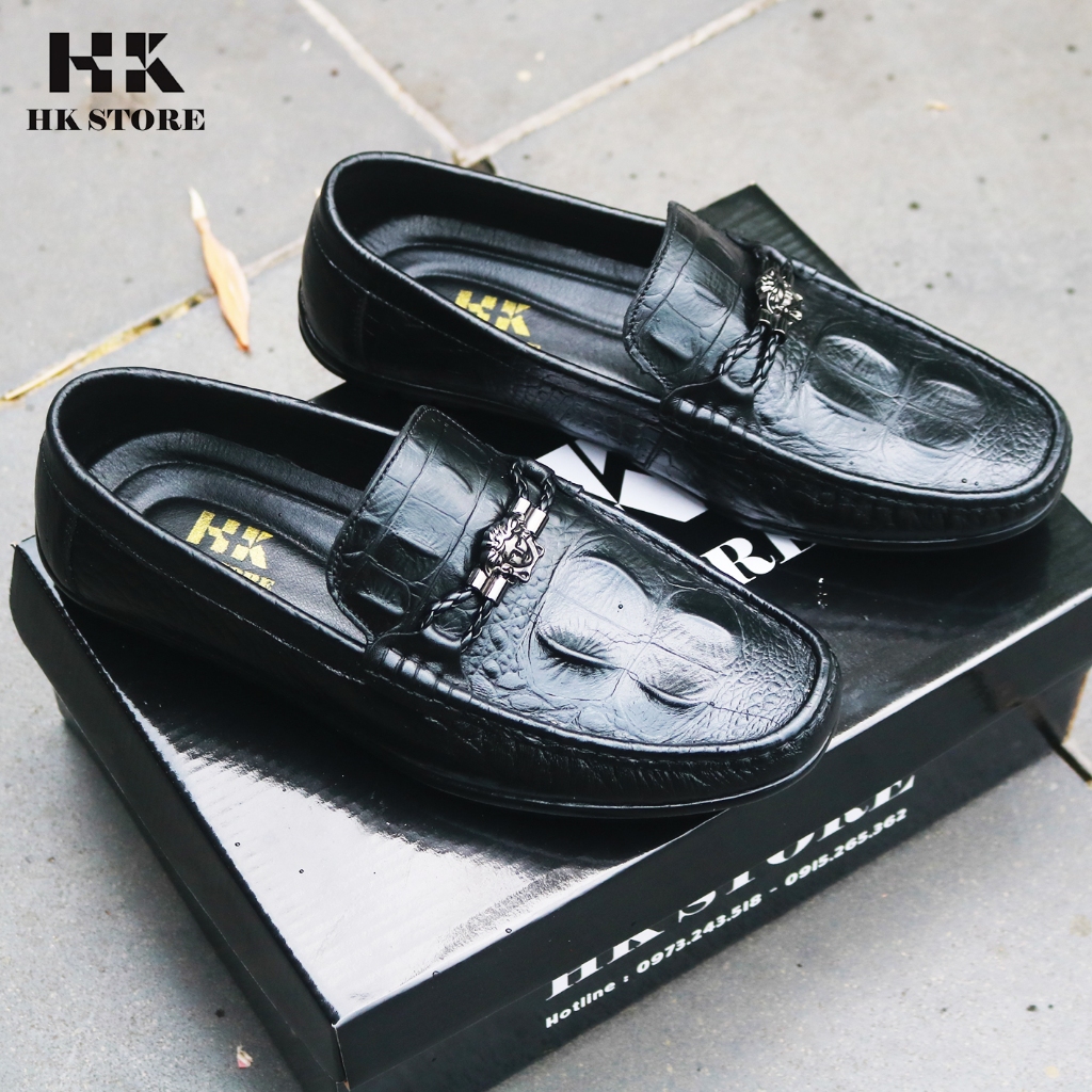 Giày mọi nam da bò dập vân cá sấu thòi trang đẹp mắt , dễ dàng phối đồ , đi lại êm chân mềm mại