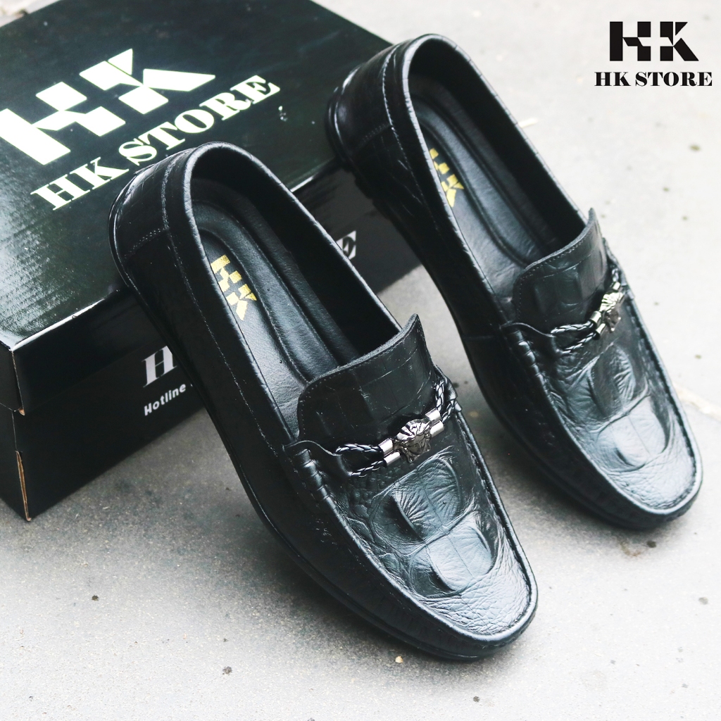 Giày mọi nam da bò dập vân cá sấu thòi trang đẹp mắt , dễ dàng phối đồ , đi lại êm chân mềm mại