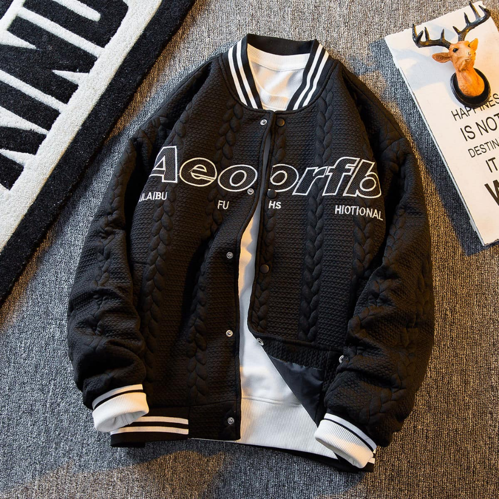 Áo Khoác Thêu Chữ Nam Nữ 2 Lớp, Áo Khoác Nỉ Thu Đông Form Rộng Cao Cấp