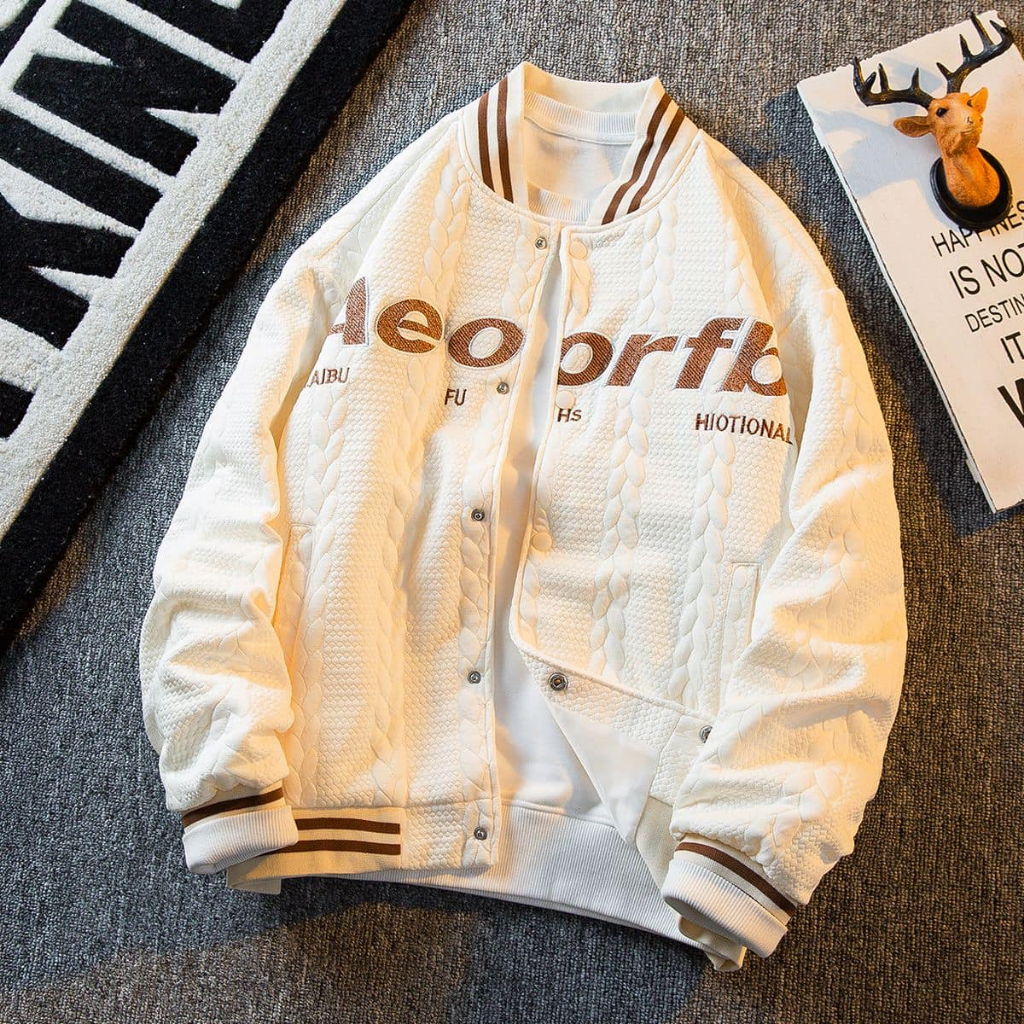 Áo Khoác Thêu Chữ Nam Nữ 2 Lớp, Áo Khoác Nỉ Thu Đông Form Rộng Cao Cấp