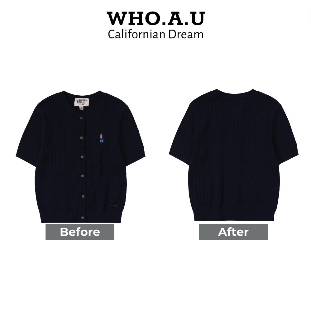 Áo len Cardigan Crop WHO.A.U Steve Cable Short Sleeve