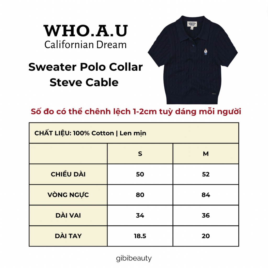 Áo len Sweater Polo Collar WHO.A.U Steve Cable Short Sleeve