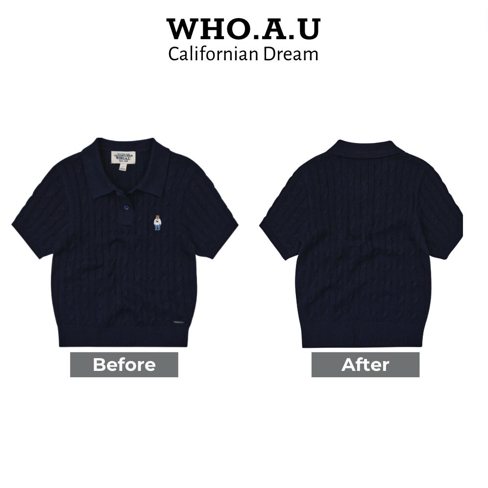 Áo len Sweater Polo Collar WHO.A.U Steve Cable Short Sleeve