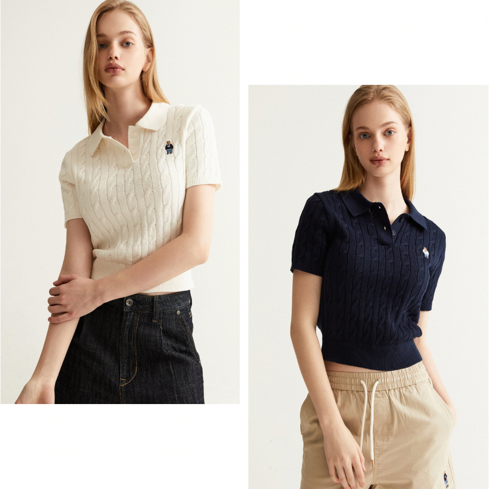 Áo len Sweater Polo Collar WHO.A.U Steve Cable Short Sleeve