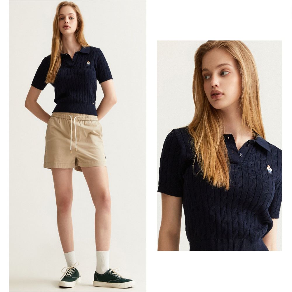 Áo len Sweater Polo Collar WHO.A.U Steve Cable Short Sleeve