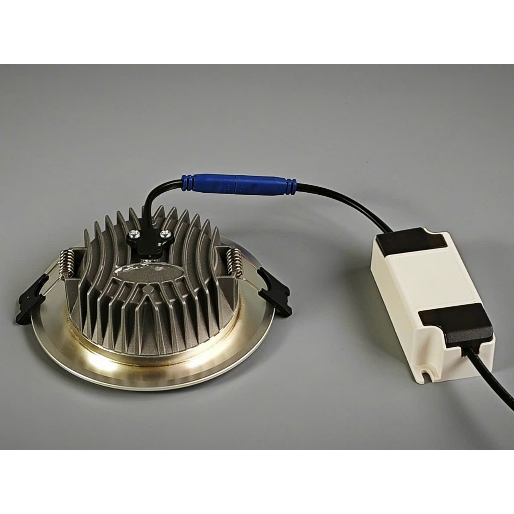 Đèn led âm trần 12w 3 chế độ viền vàng mặt cong chip led osram lỗ khoét 90/120mm