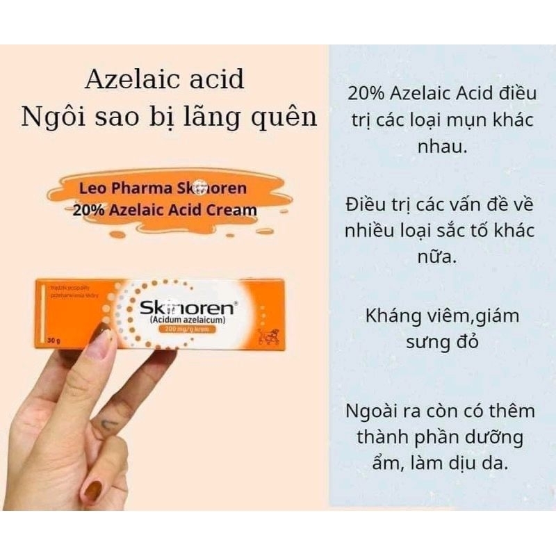 SKINOREN- ACID AZELAIC 20% giảm mụn mờ thâm nám tuýp 30g bản Italya  Chính Hãng