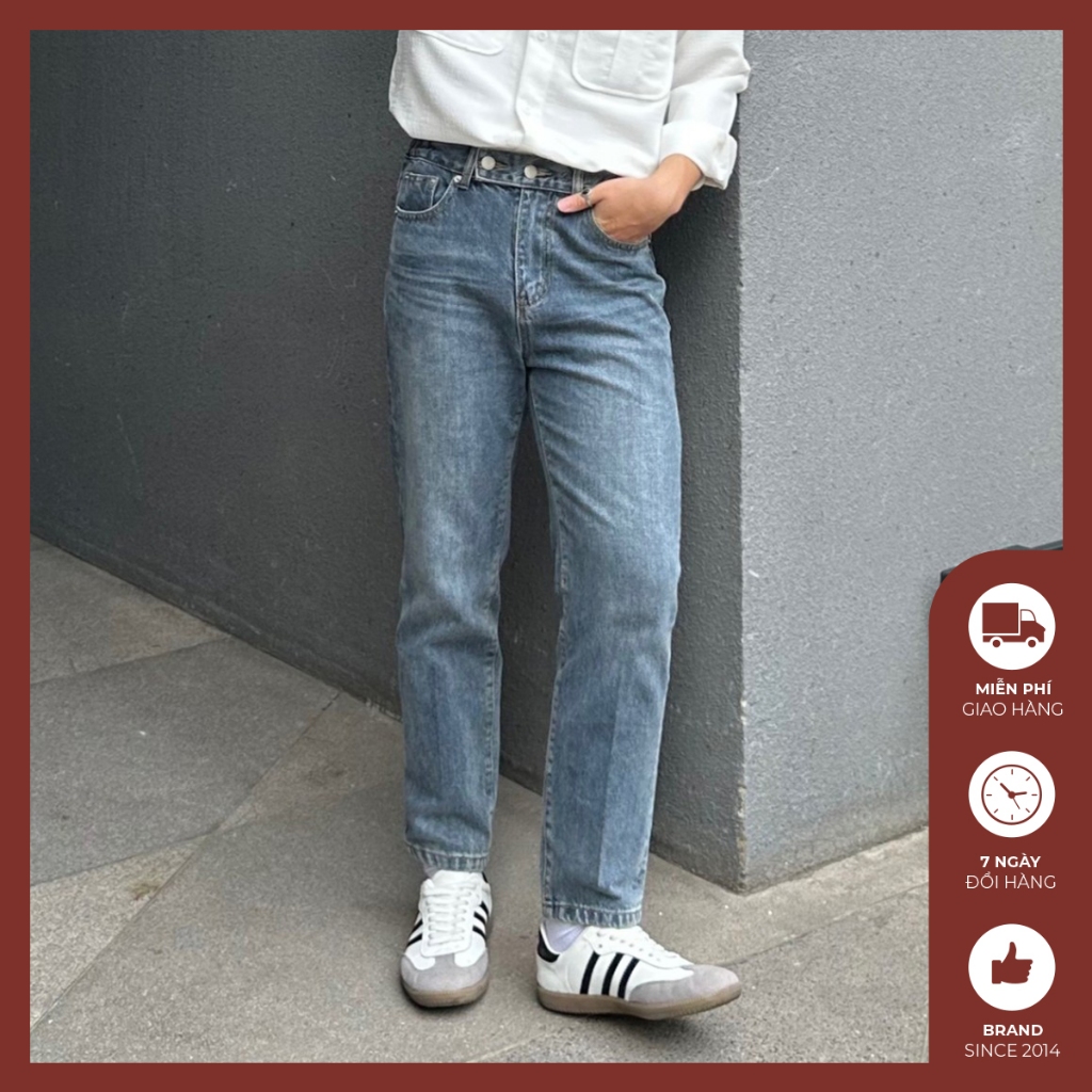 Quần Jean trơn nam cạp 2 cúc Độc menswear chất liệu jean cao cấp, hạn chế mất form khi sử dụng, quần dáng regular - Q633