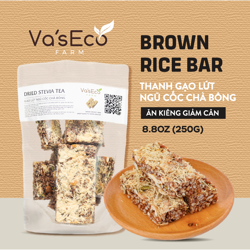 Thanh gạo lứt mix hạt chà bông Va'sEco Farm