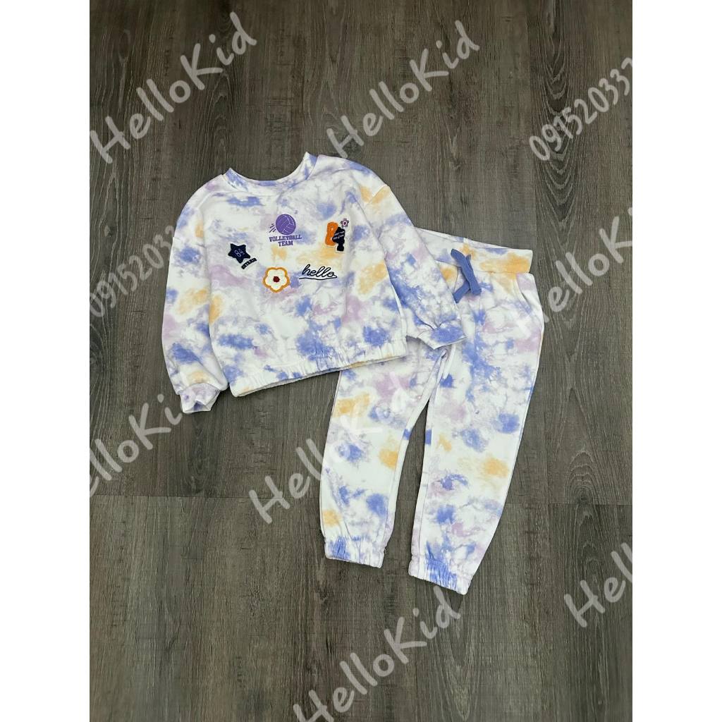 Bộ nỉ loang tím gắn sticker cho bé