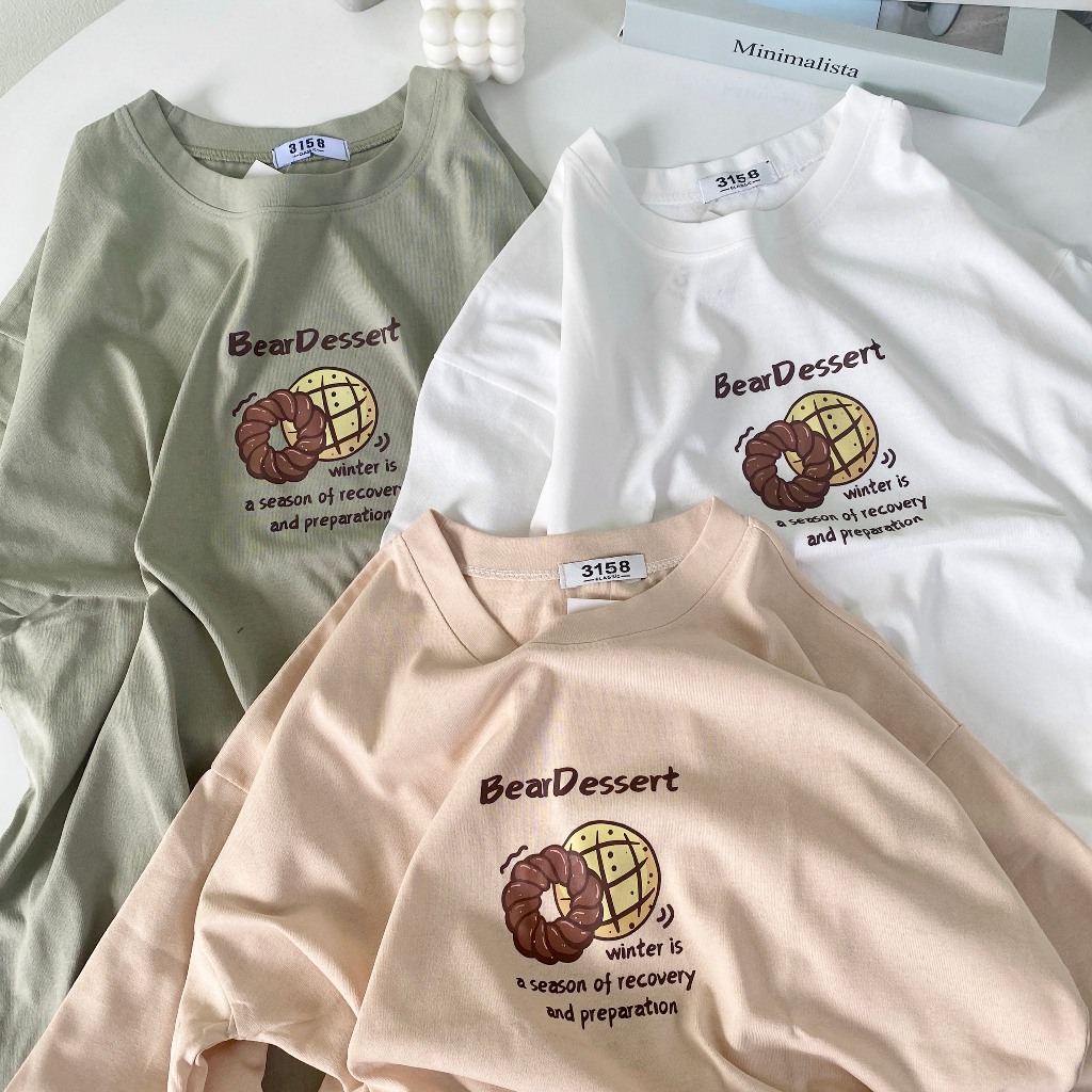 Áo thun 3158 tay lỡ mẫu BEAR DESSERT