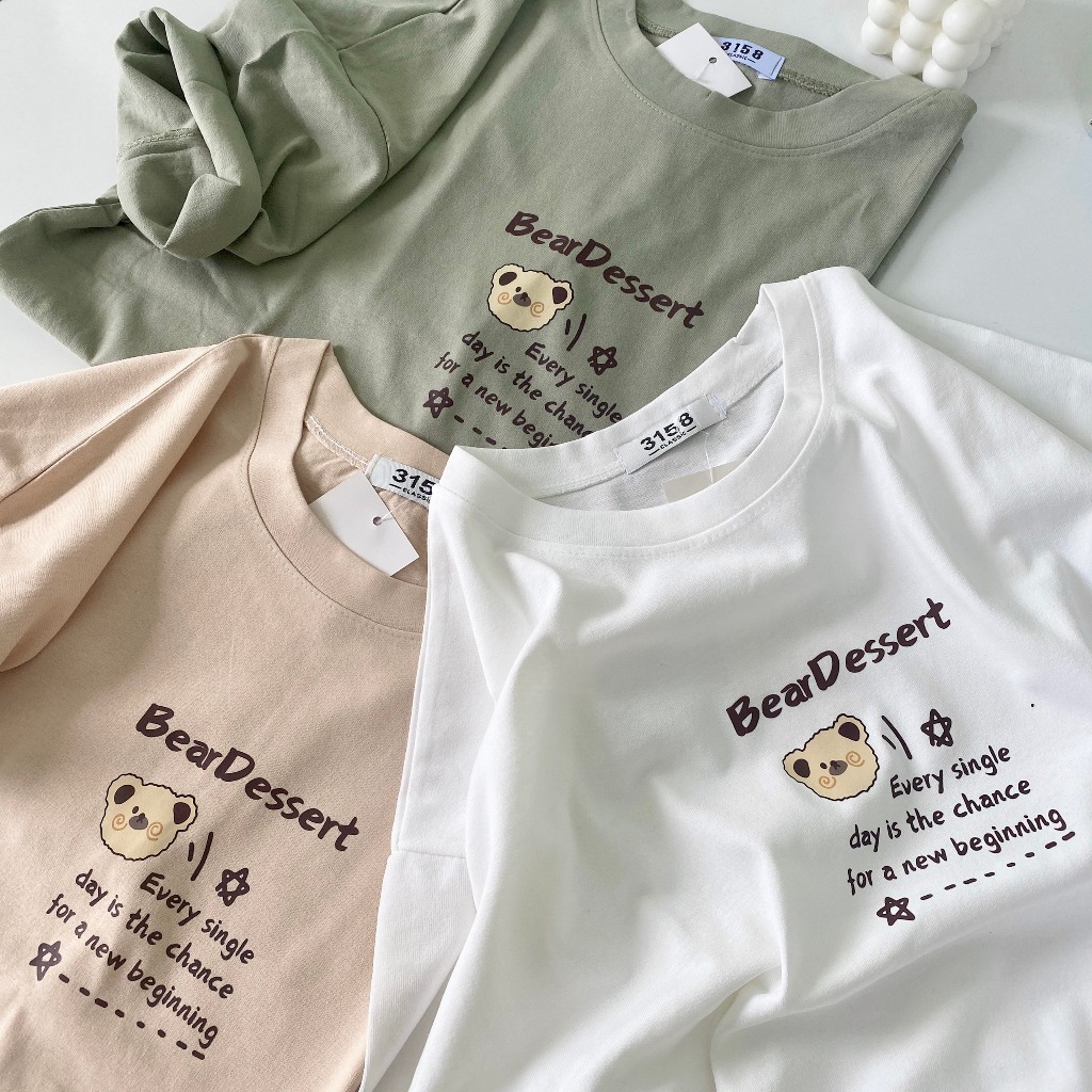Áo thun 3158 tay lỡ mẫu BEAR DESSERT
