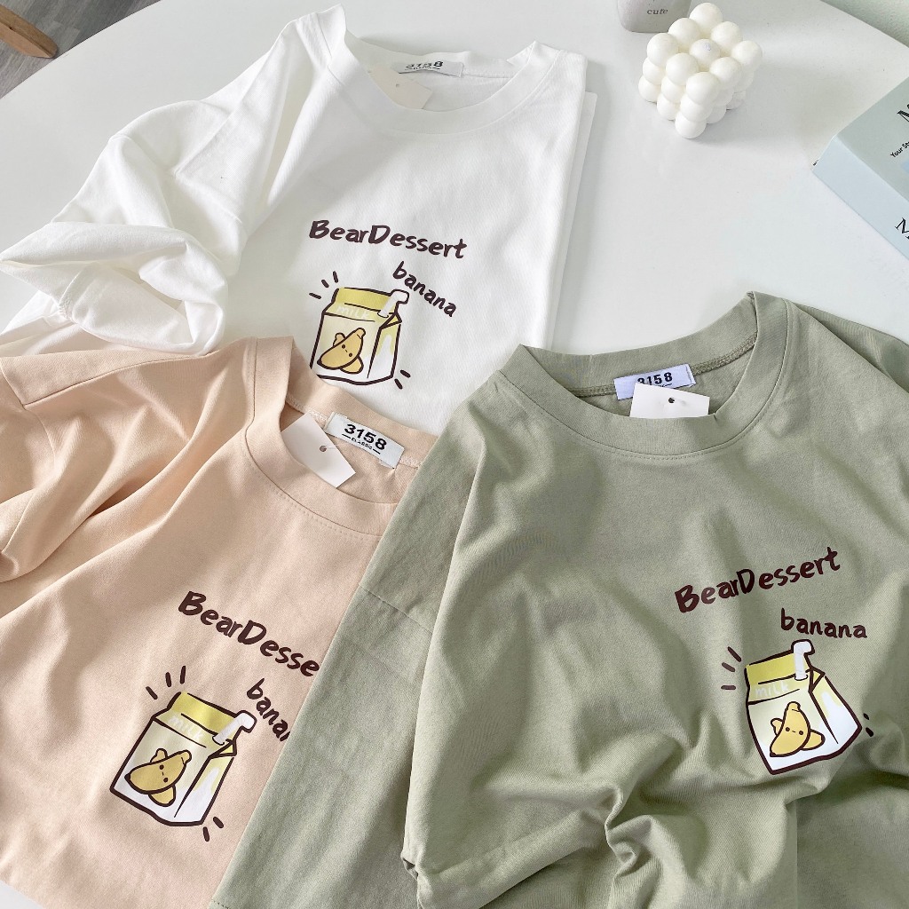 Áo thun 3158 tay lỡ mẫu BEAR DESSERT