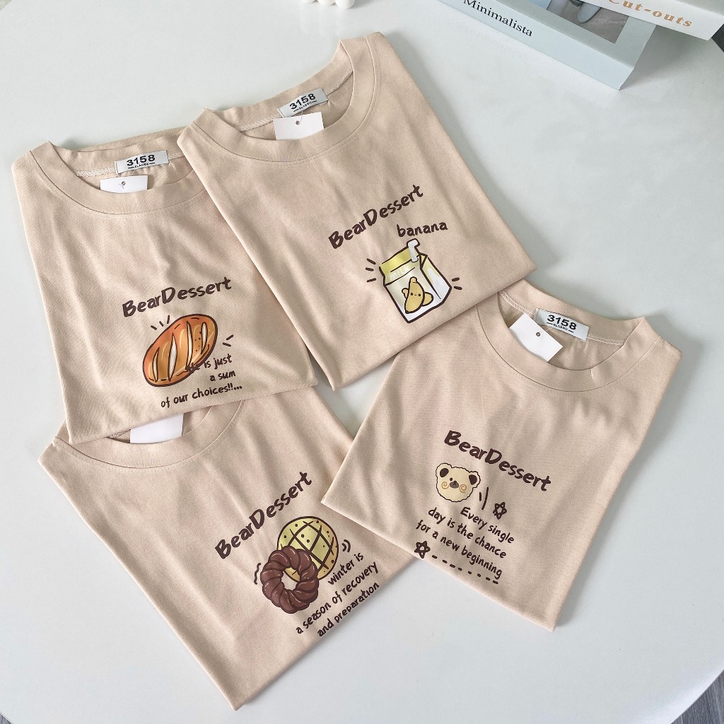 Áo thun 3158 tay lỡ mẫu BEAR DESSERT