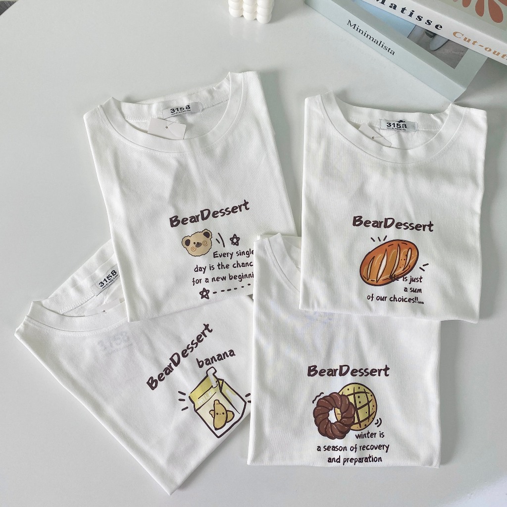 Áo thun 3158 tay lỡ mẫu BEAR DESSERT