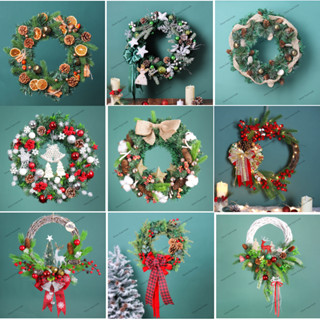 Vòng Hoa Trang Trí Noel Tặng Kèm Đèn Vòng Nguyệt Quế Giáng Sinh Nhiều Mẫu BST02