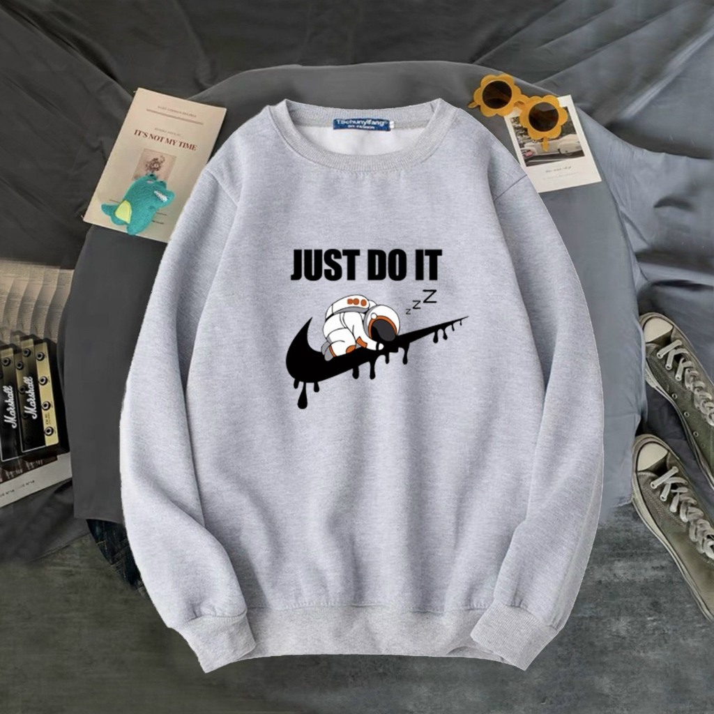 Áo sweater unisex JUST DO IT phi hành gia dễ thương