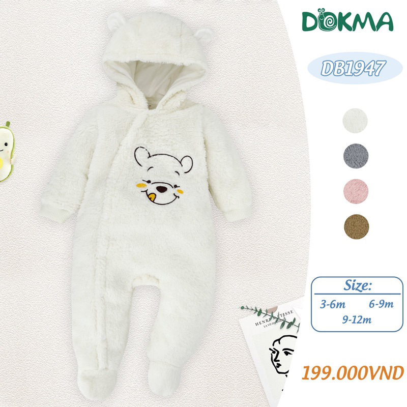 [Dokma sale] Body lông Dokma cho bé trai bé gái 6-12m