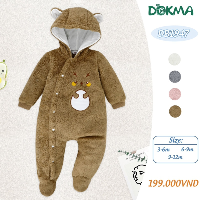 [Dokma sale] Body lông Dokma cho bé trai bé gái 6-12m