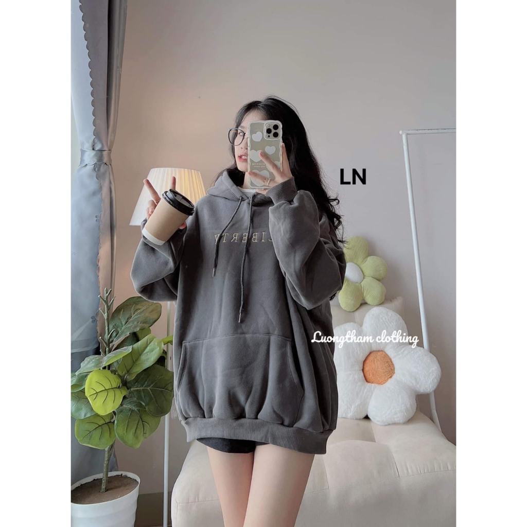 Áo Hodie Nam Nữ Li. be,  chất nỉ cotton mềm ấm, tay bồng mũ 2 lớp sịn xò, form thụng  Unisex 40-65kg