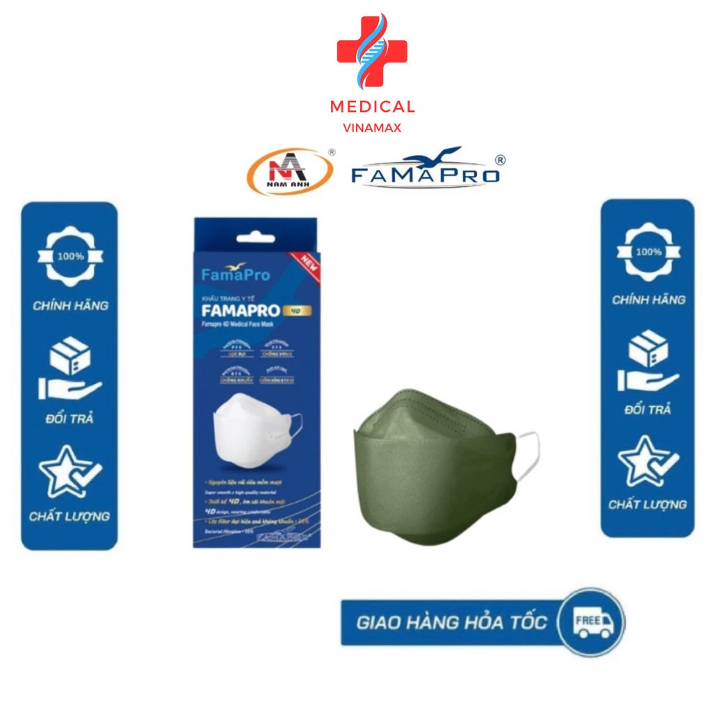 Khẩu trang 4d hộp Nam Anh , kf 94 túi Nam Anh chính hãng combo 50 chiếc