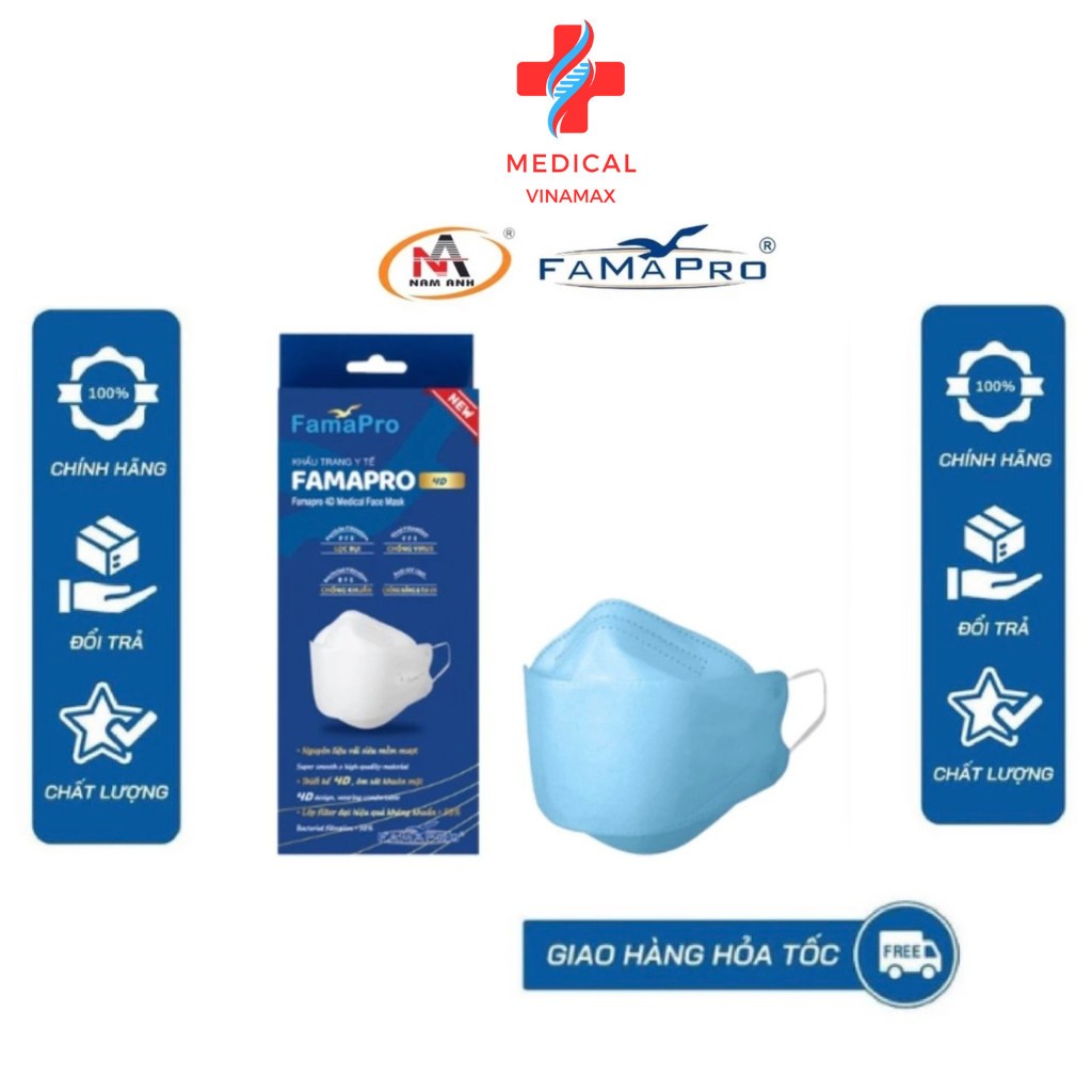 Khẩu trang 4d hộp Nam Anh , kf 94 túi Nam Anh chính hãng combo 50 chiếc