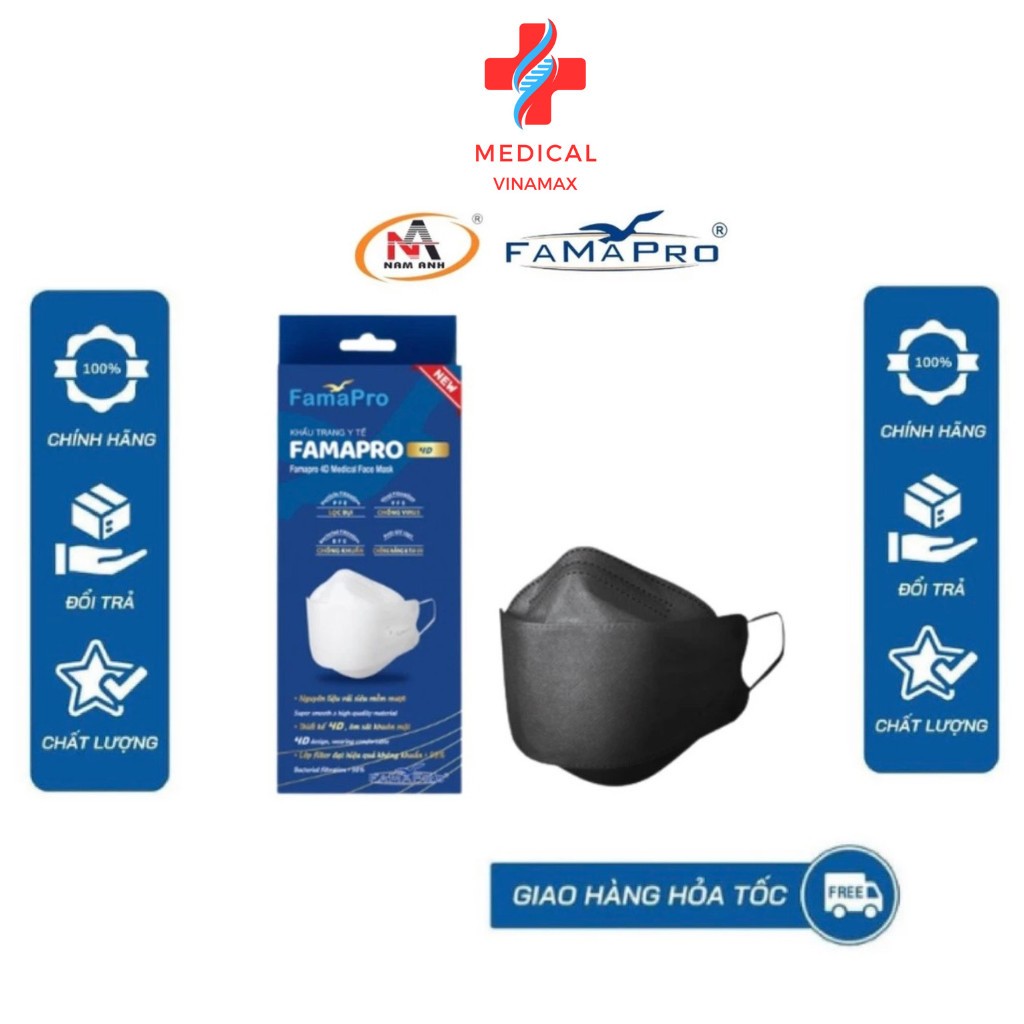 Khẩu trang 4d hộp Nam Anh , kf 94 túi Nam Anh chính hãng combo 50 chiếc