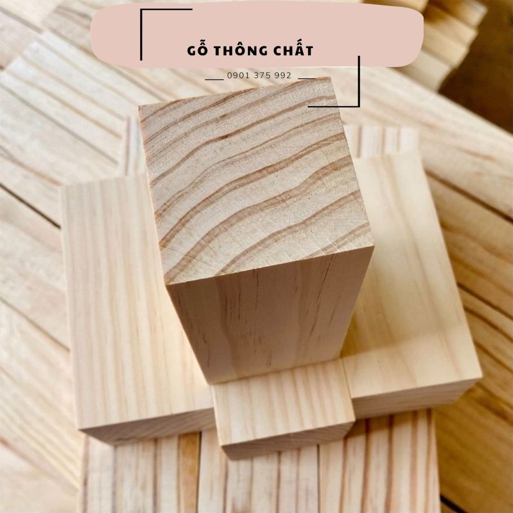 Khối gỗ thông tự nhiên 15 × 5 × 5cm làm đồ trang trí, đồ chơi, tập điêu khắc