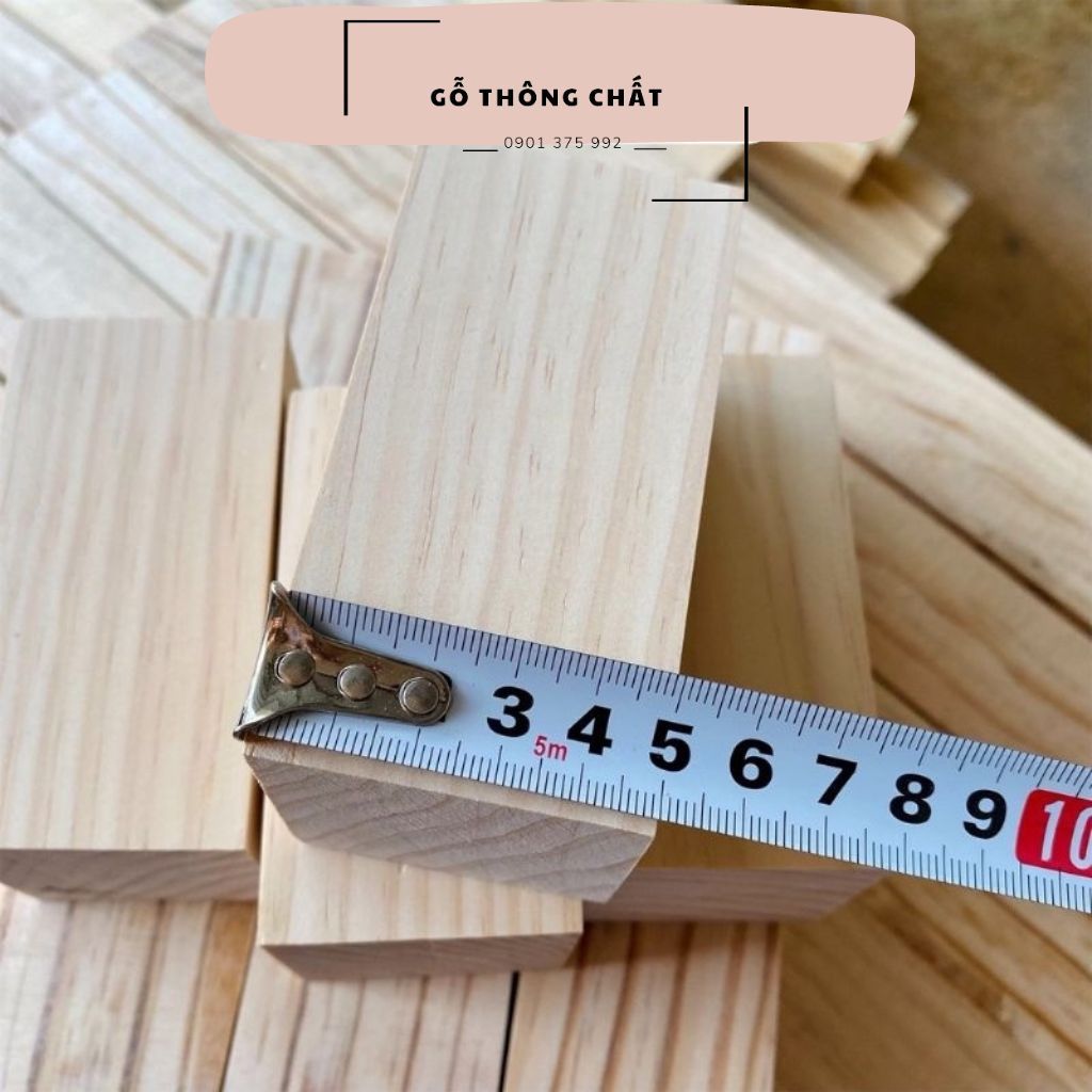 Khối gỗ thông tự nhiên 15 × 5 × 5cm làm đồ trang trí, đồ chơi, tập điêu khắc