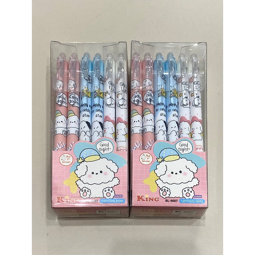 Bút gel xoá được dạng bấm, hình gấu dâu và hoạt hình dễ thương