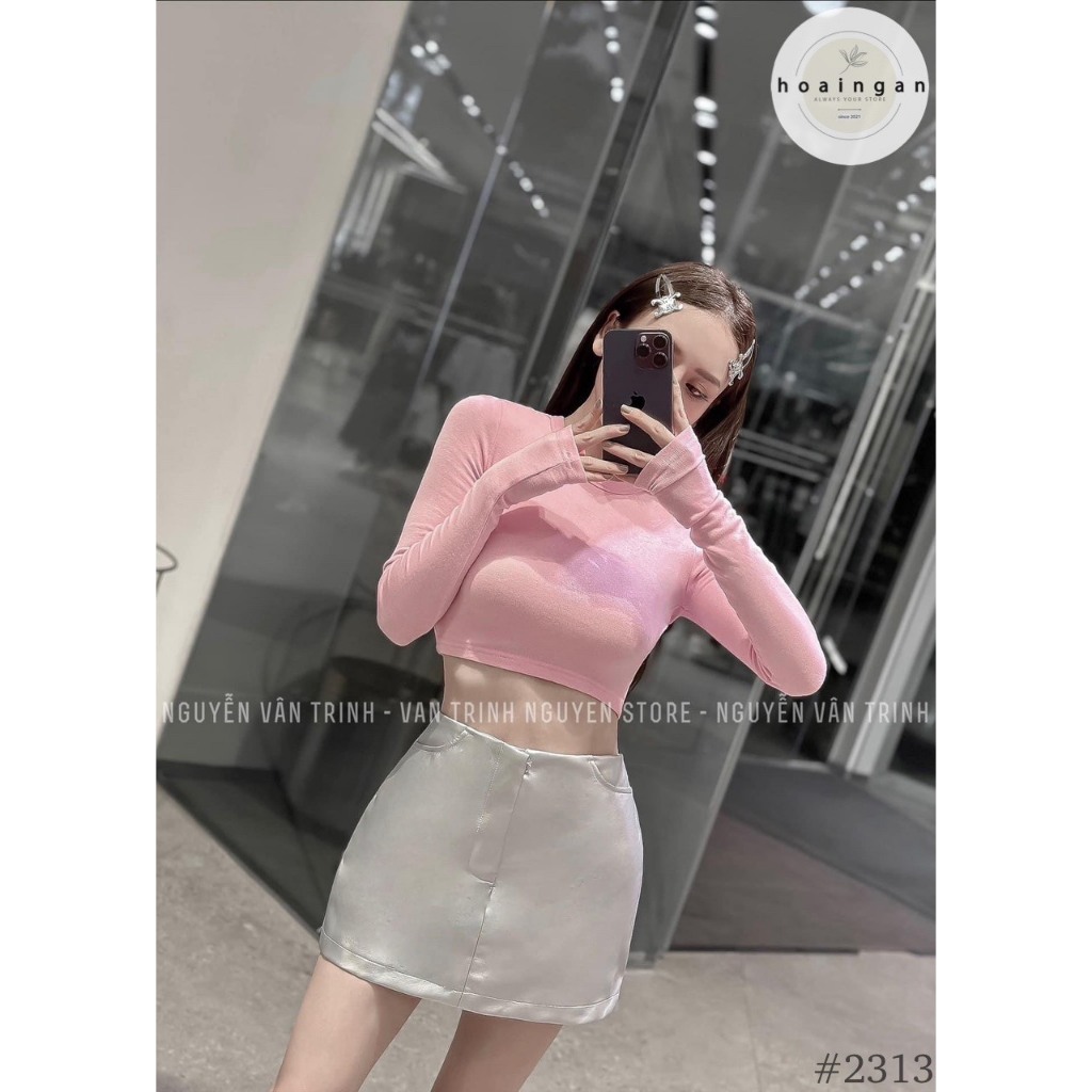 Chân váy ngắn da chữ A trơn basic HiNa CV0123 QCCC QCL1