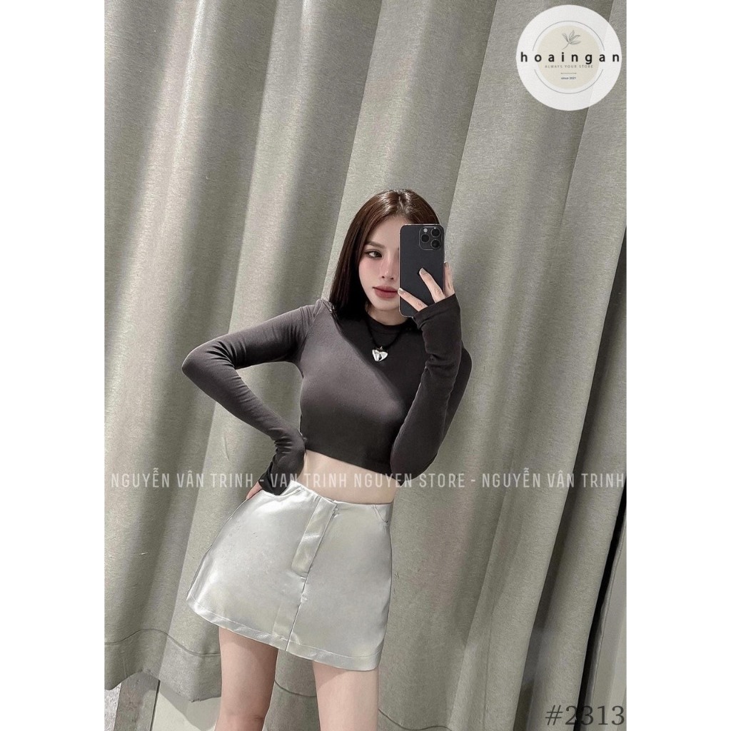 Chân váy ngắn da chữ A trơn basic HiNa CV0123 QCCC QCL1