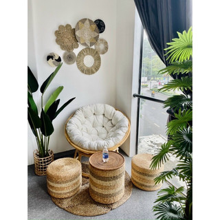 Đôn ngồi thư giãn bằng lục bình tự nhiên vuông, tròn nhiều size