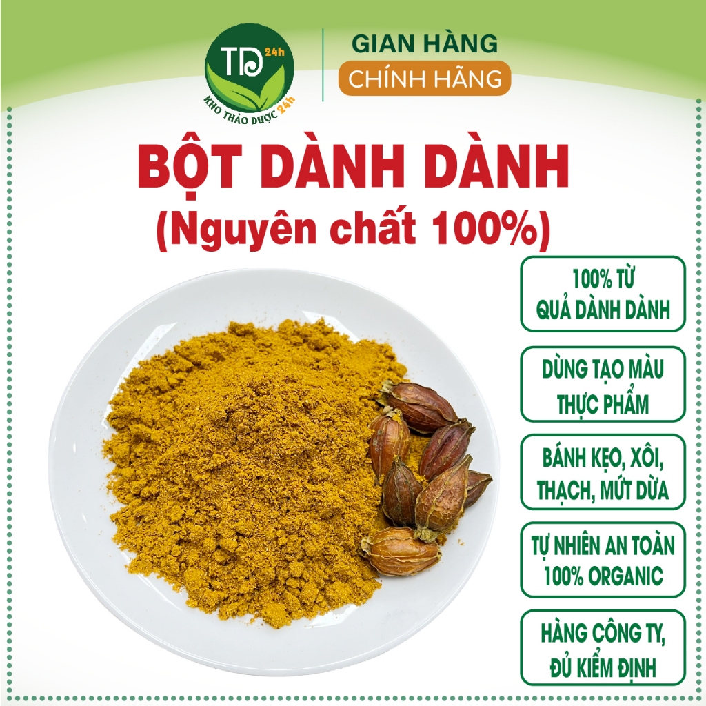 [50 gr] Bột quả dành dành nguyên chất 100%, tạo màu vàng tự nhiên, dùng làm xôi, bánh, thạch chè, rau câu, mứt, ATVSTP